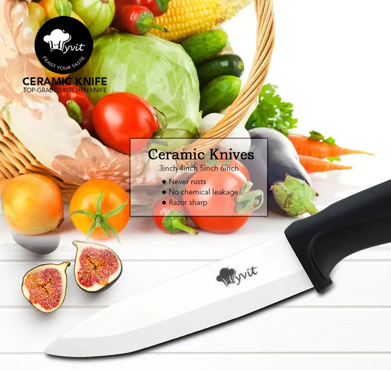 Ceramic Knife 3 4 5 6inch Chef Utility Slicer Serrated Bread Knife Paring Kitchen Ceramic Knives Set Zirconia Blade Cooking Tool