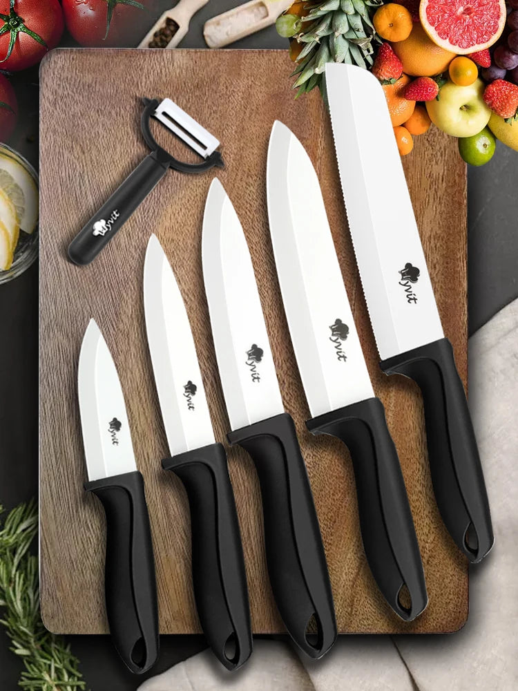 Ceramic Knife 3 4 5 6inch Chef Utility Slicer Serrated Bread Knife Paring Kitchen Ceramic Knives Set Zirconia Blade Cooking Tool