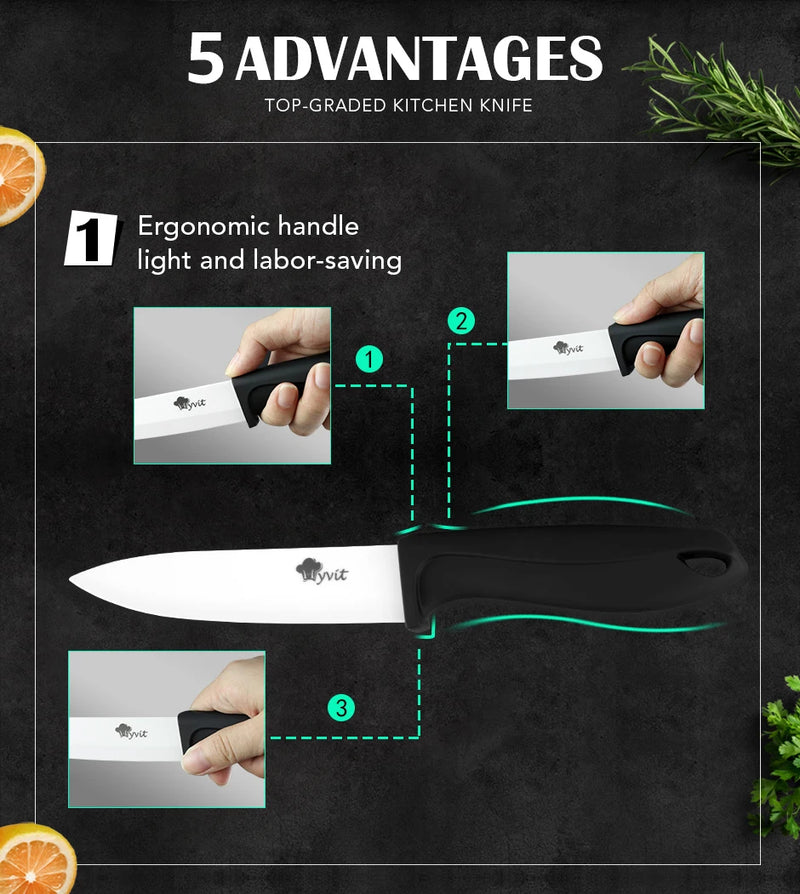 Ceramic Knife 3 4 5 6inch Chef Utility Slicer Serrated Bread Knife Paring Kitchen Ceramic Knives Set Zirconia Blade Cooking Tool